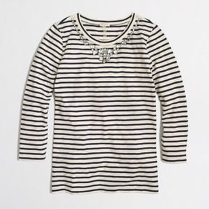 JCrew Striped Necklace Tee